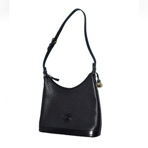 Vtg Dooney & Bourke AWL Black Leather Hobo Shoulder Bag Made in USA A2 054427